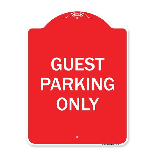 Amistad 18 x 24 in. Designer Series Sign - Guest Parking Only, Red & White AM2060006